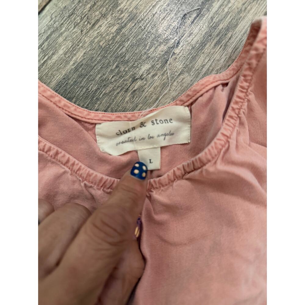 Anthropologie Cloth & Stone Tank Top Size Large Pink Scoop Sleeveless Side Snap - Picture 6 of 10